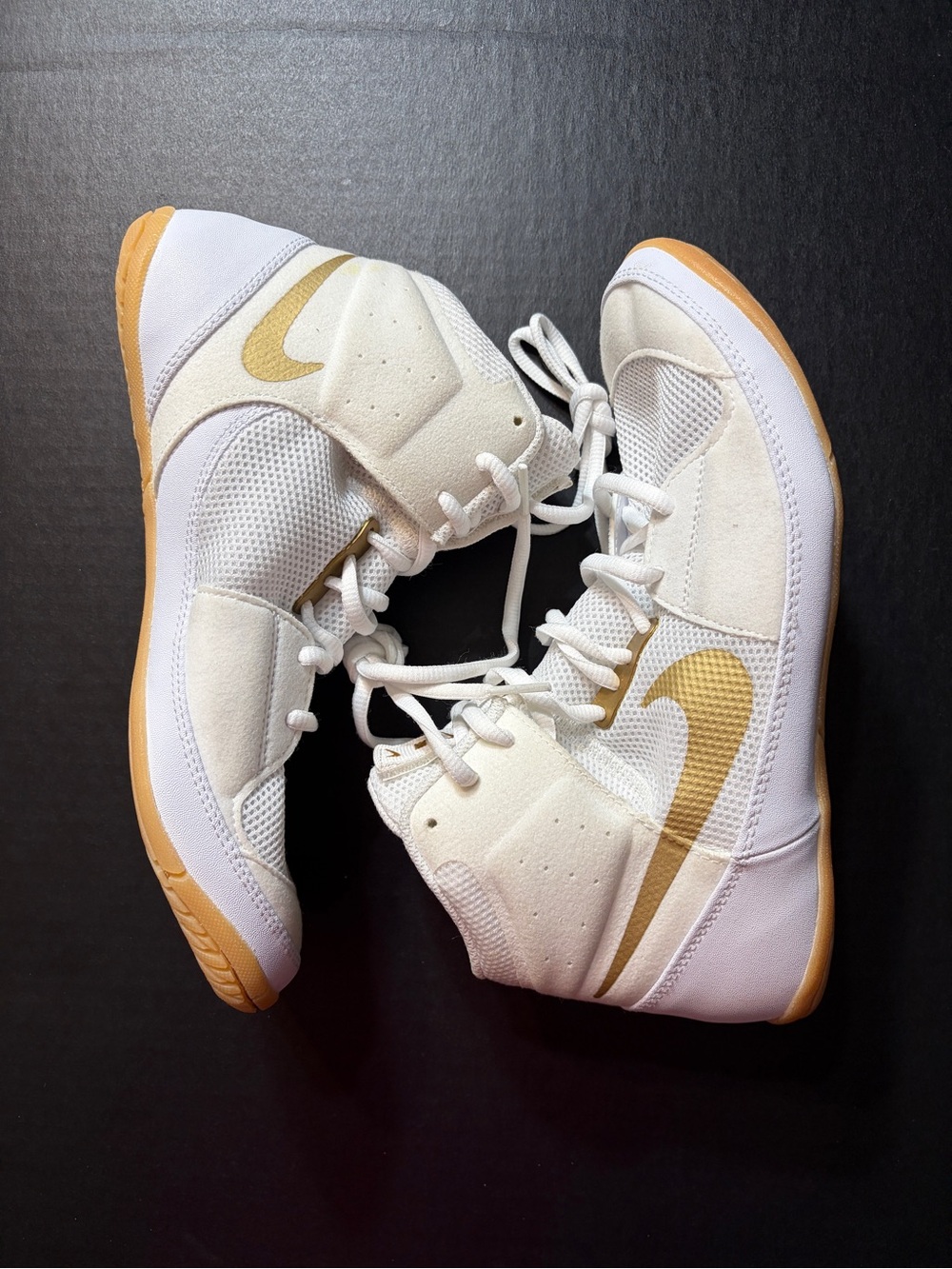 Nike Fury Shoes Sz 8.5 White Gold MMA Combat Wrestling Boxing AO2416-170 NEW!